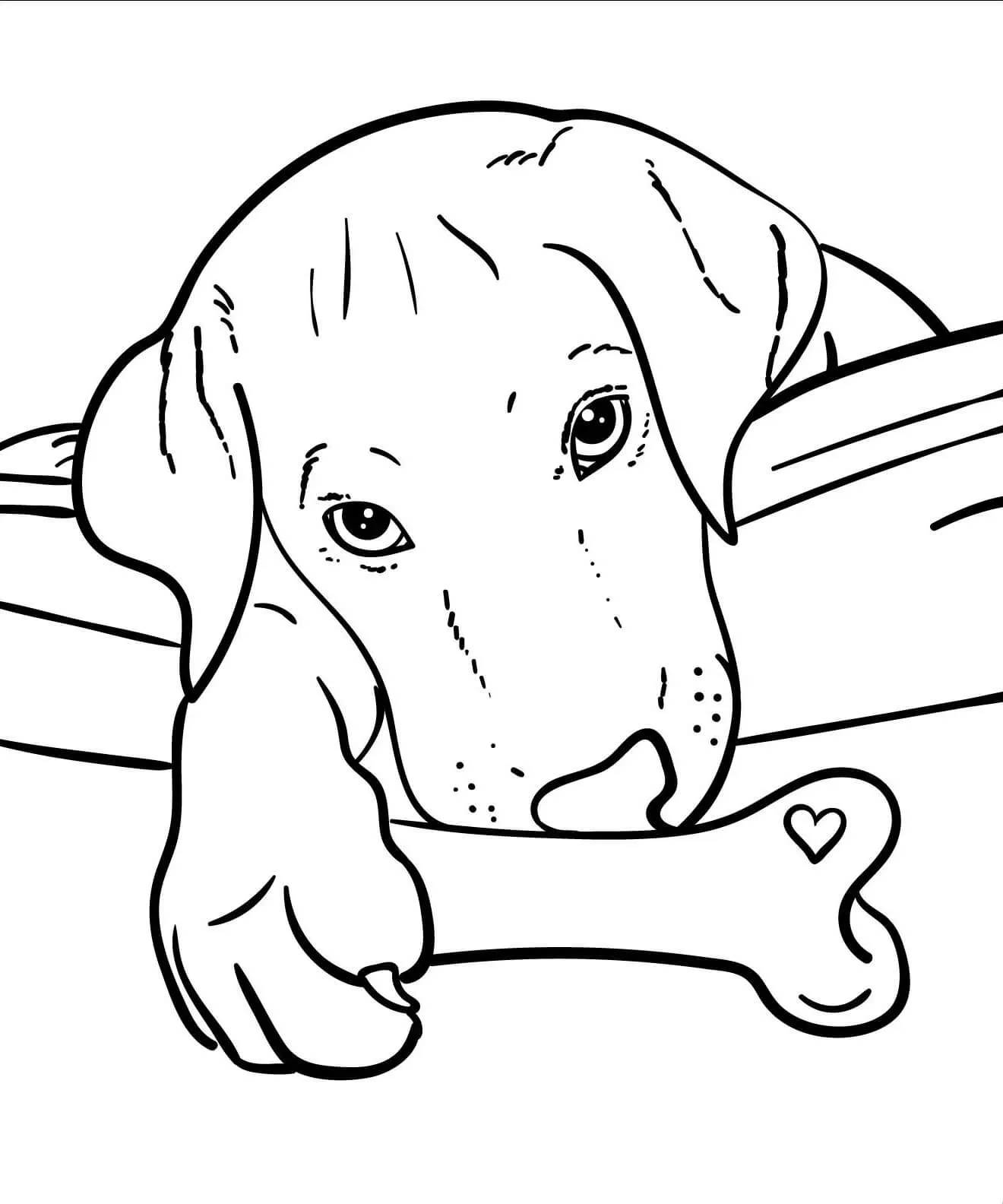 Perro con Hueso para colorear, imprimir e dibujar –ColoringOnly.Com