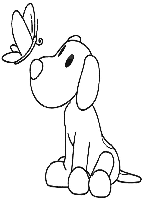 Perro con Mariposa para colorear ~ Dibujos para Colorear Infantil