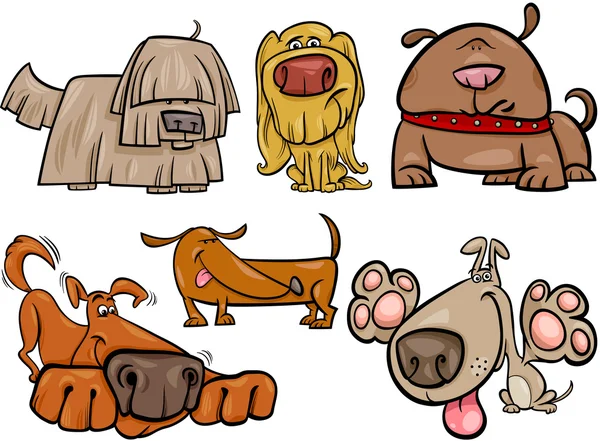 perros graciosos establezca ilustración de dibujos animados ...