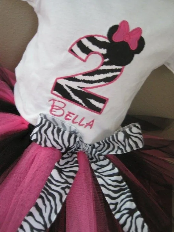 Personalized Hot Pink Zebra Minnie Mouse Birthday by TheTinyCloset