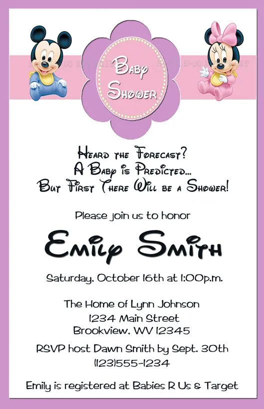 Personalized Photo Invitations | Cmartistry : Baby Mickey & Minnie ...