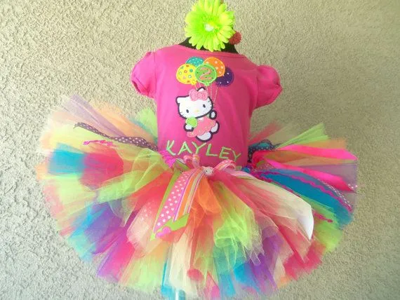 Personalized Rainbow Hello Kitty Birthday Tutu Set, Tutu Outfits