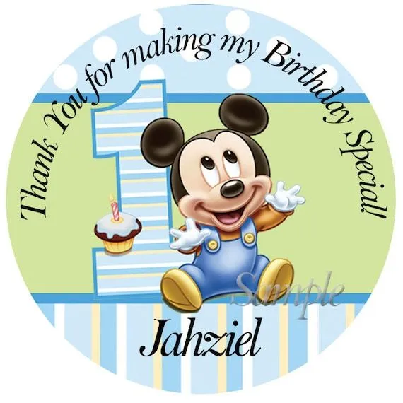 Personalized Stickers Baby Mickey Mouse 1st by PaperDazzle on Etsy