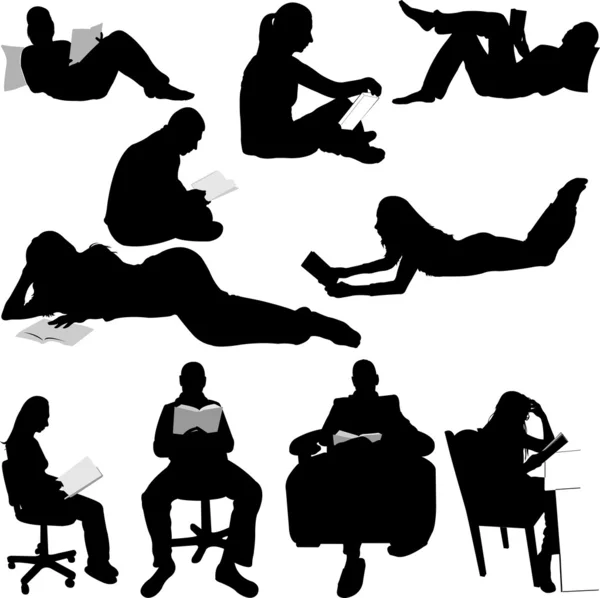 personas leyendo libros — Vector stock © sbojanovic #58985283