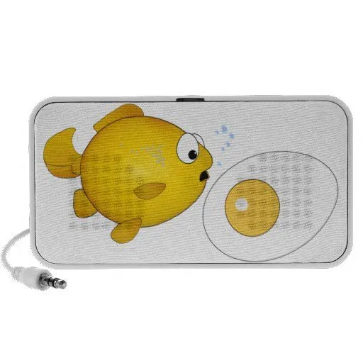 Pescados del dibujo animado y huevo frito! iPhone Altavoz de Zazzle.