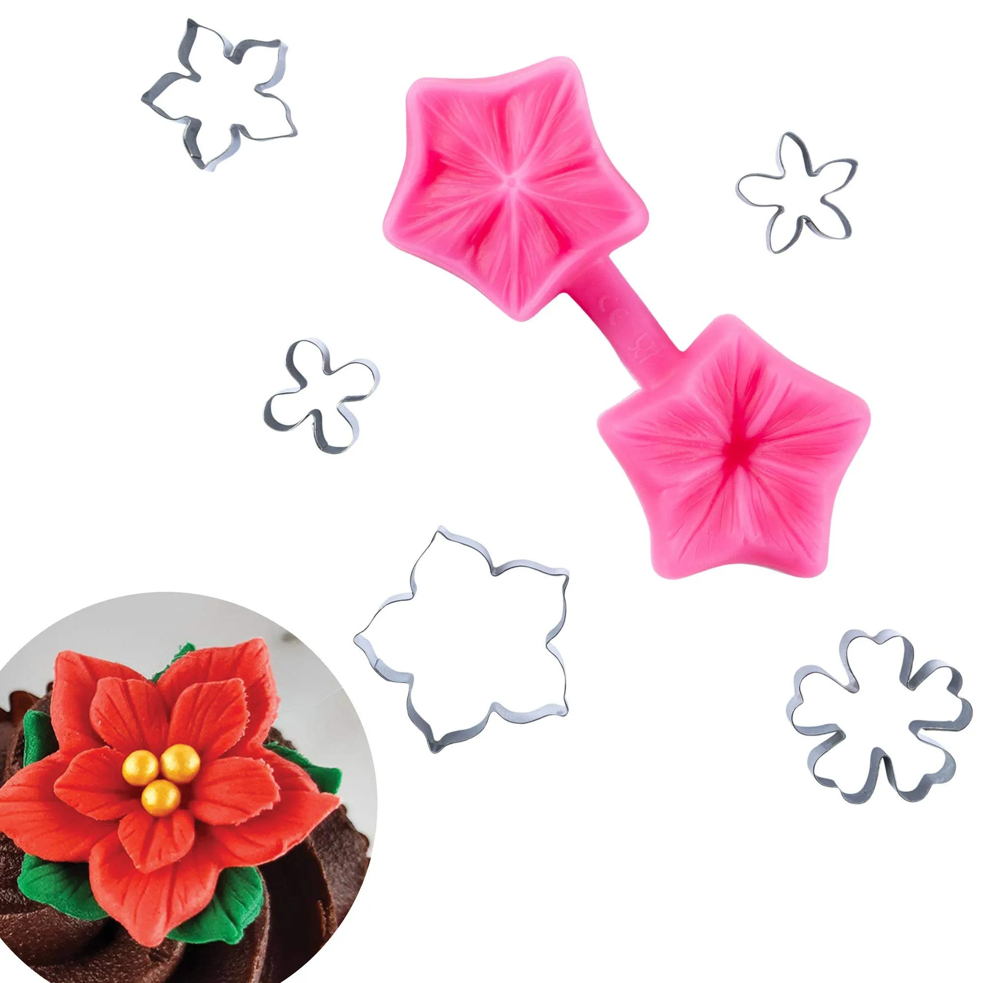 Petunia Fondant - Juego de moldes y moldes para flores navideñas :  Amazon.com.mx: Hogar y Cocina