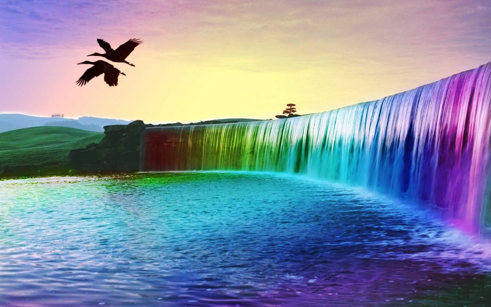 photos wallpaper gallery: 3D Colorful Waterfall wallpaper