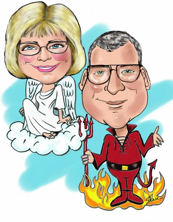 Picture: Devil and Angel Wedding provided by Caricature Artist ...