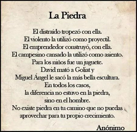 LA PIEDRA - FRASES QUE TE HACEN PENSAR - Blogs - Comunidad Post 55 ...