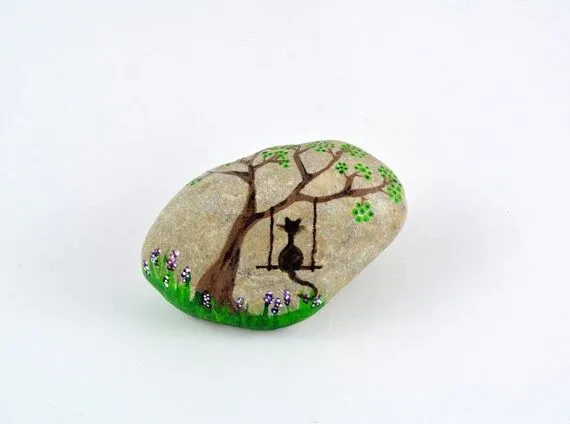 Piedra pintada a mano. Decoración del hogar. Arte por SiiiECO