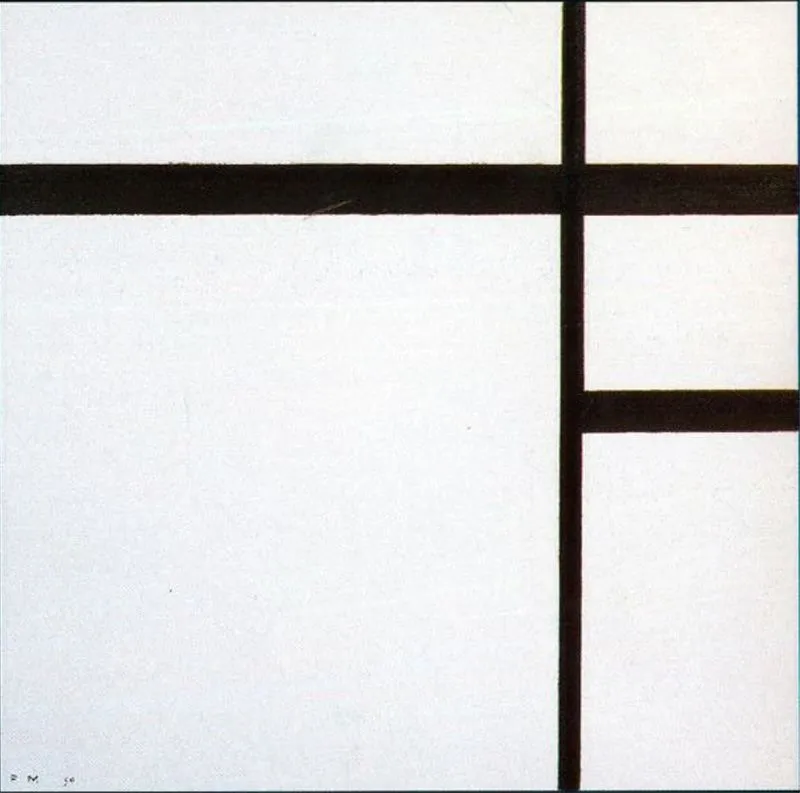 Piet Mondrian >> Composición II con las líneas de Negro