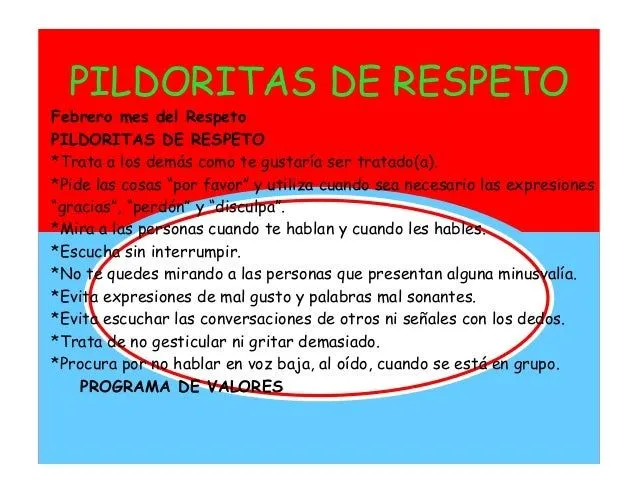 Pildoritas valor del respeto