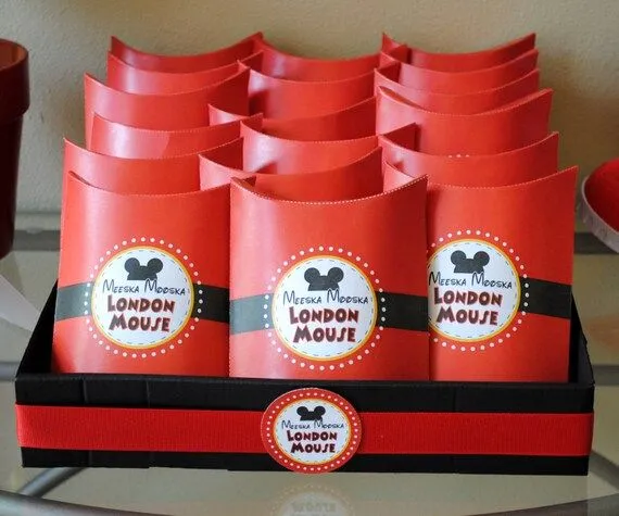 Pillow Pouch Favor Box Inspired by Mickey Mouse by LisaKaydesigns