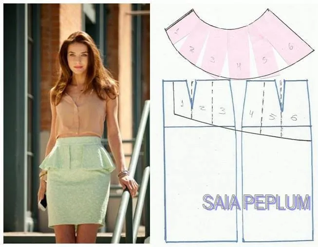 Molde de saia peplum - Imagui