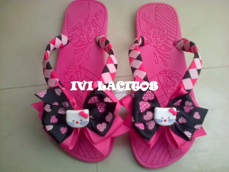 Pin by Maria B Salazar on Sandalias decoradas - Ribbon flip flop | Pi…