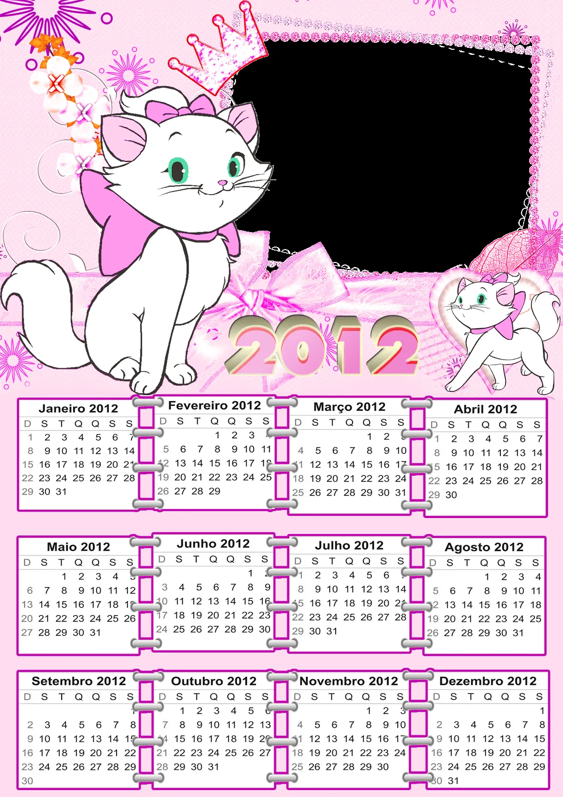 Calendario 2012 para fotos - Gatinha Marie (PSD/PNG) - Templates e ...