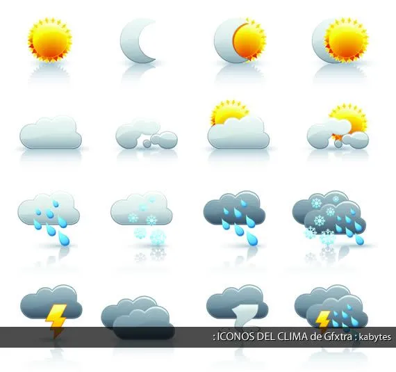 Iconos del clima en formato vectorizado | Kabytes