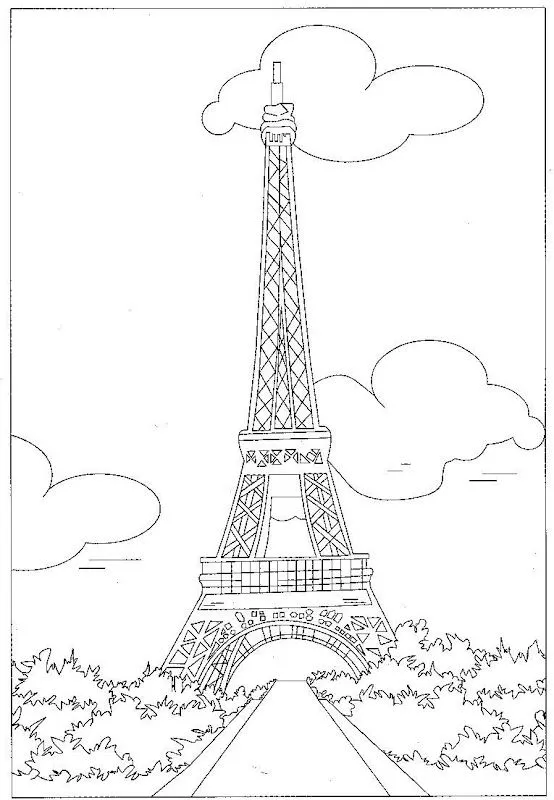 Pin Colorear La Torre Eiffel De Paris En El Campo Marte A Orilla ...