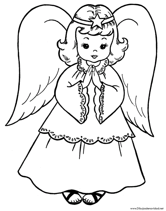 Dibujos de Navidad - Ángel para colorear