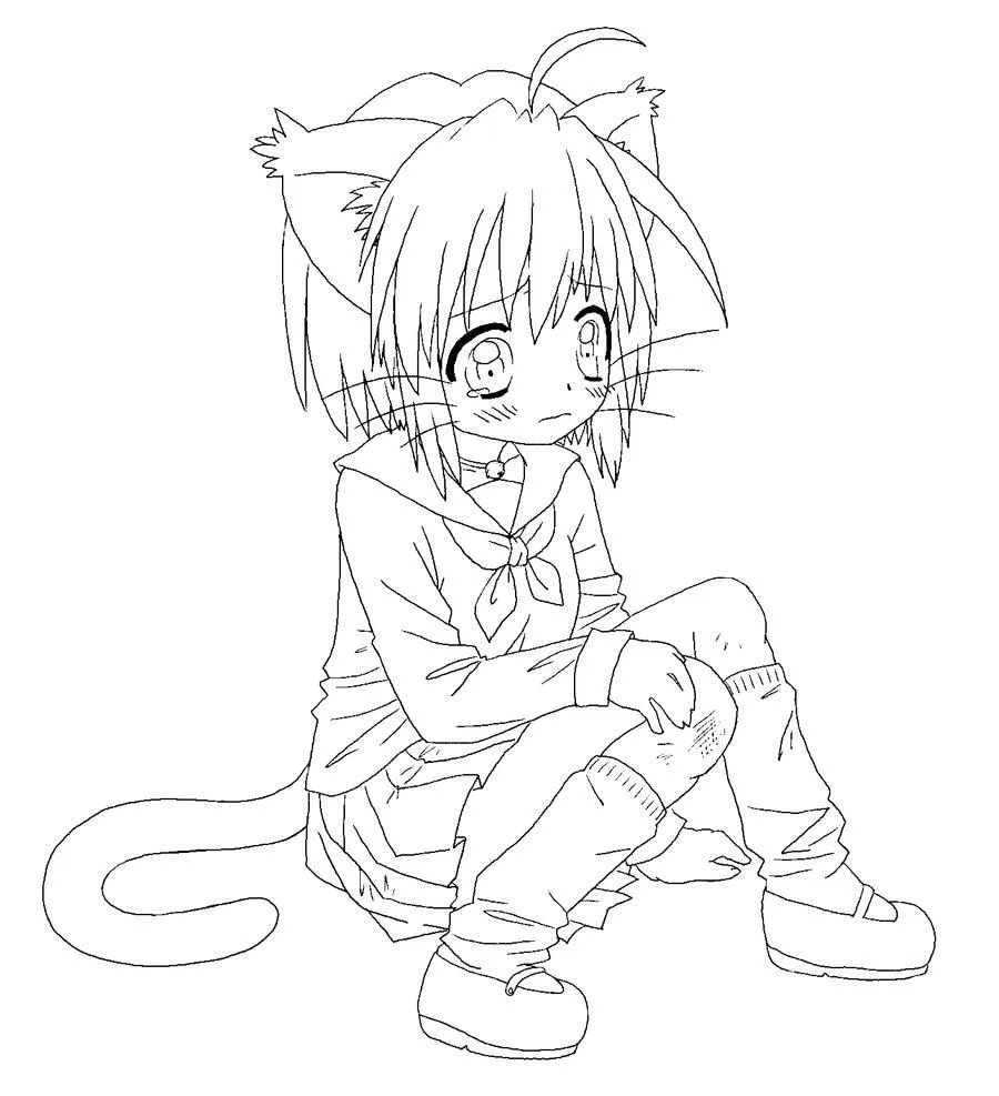 Pin Kitty Girl Line Art By Luckyraindrop on Pinterest