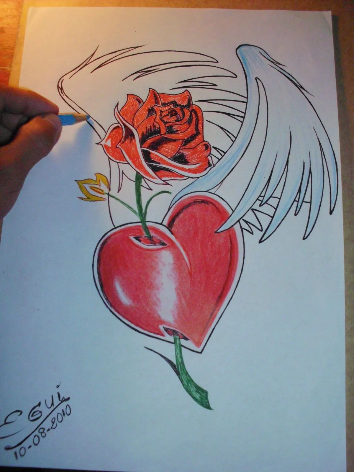 Pin Pin Corazones Chidos Para Dibujar Con Alas Y Rosas Fotos Db ...