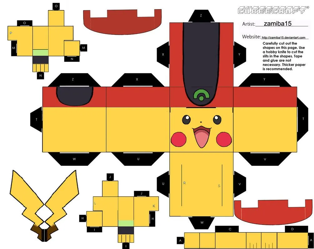 Pin Recortables De Pikachu Cubeecraft Vlc Peque on Pinterest