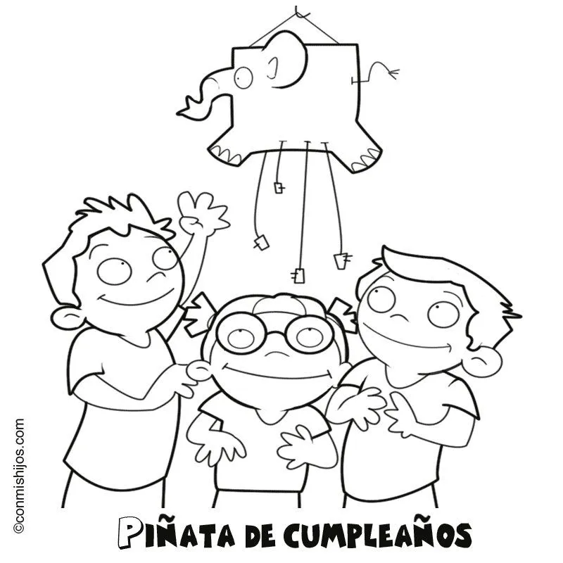 Piñata de cumpleaños: Dibujos para colorear