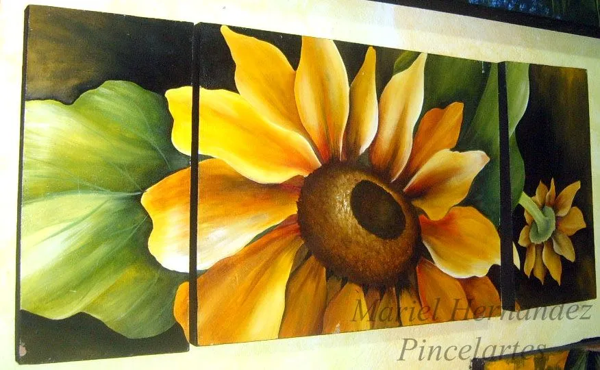 PINCELARTES: TRIPTICO GIRASOL....!!!