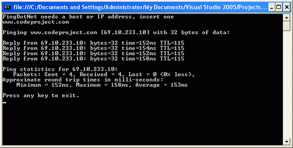 Ping.exe replica in C# 2.0 - CodeProject