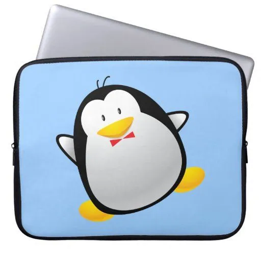 Pingüino lindo del dibujo animado funda computadora de Zazzle.