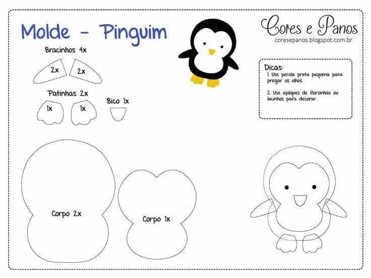 Pingüino | Tecidos artesanais de feltro, Pinguim, Feltro