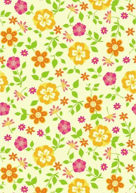 Pink and Orange Flowers Scrapbook Paper