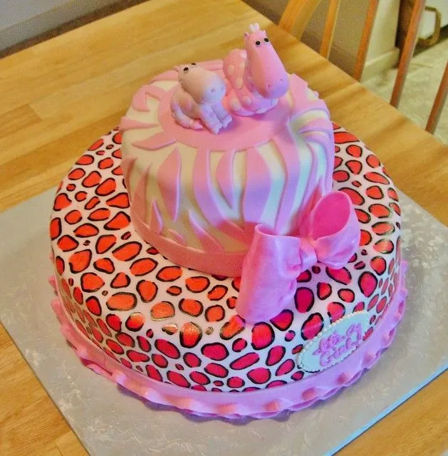 pink animal print girl baby shower cake 2 | Flickr - Photo Sharing!