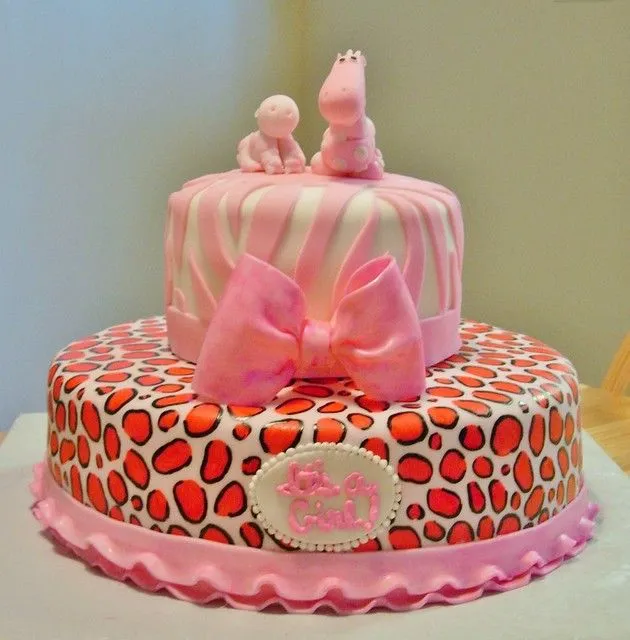 pink animal print girl baby shower cake | Flickr - Photo Sharing!