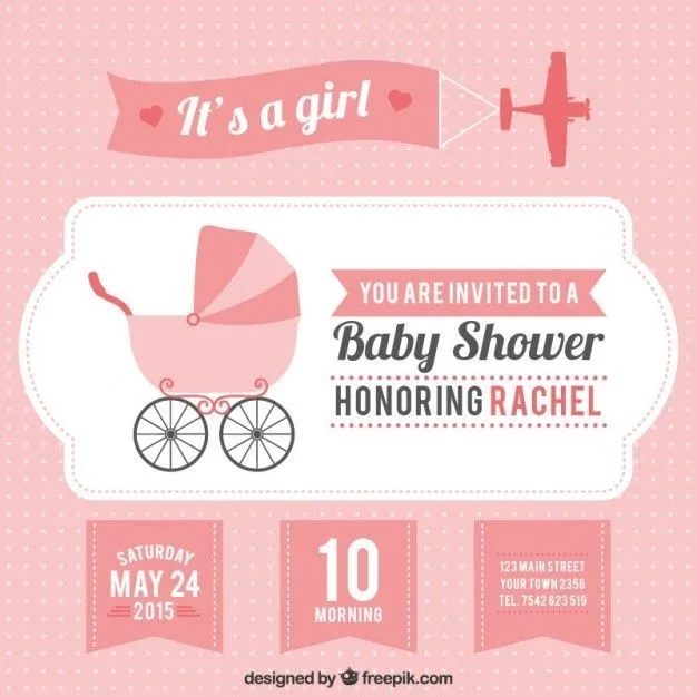 Pink baby shower - Freepik.com-Invitations-pin-19 | Decorative ...