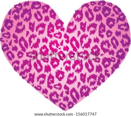 Pink Heart With Leopard Print Texture Pattern Ilustración ...