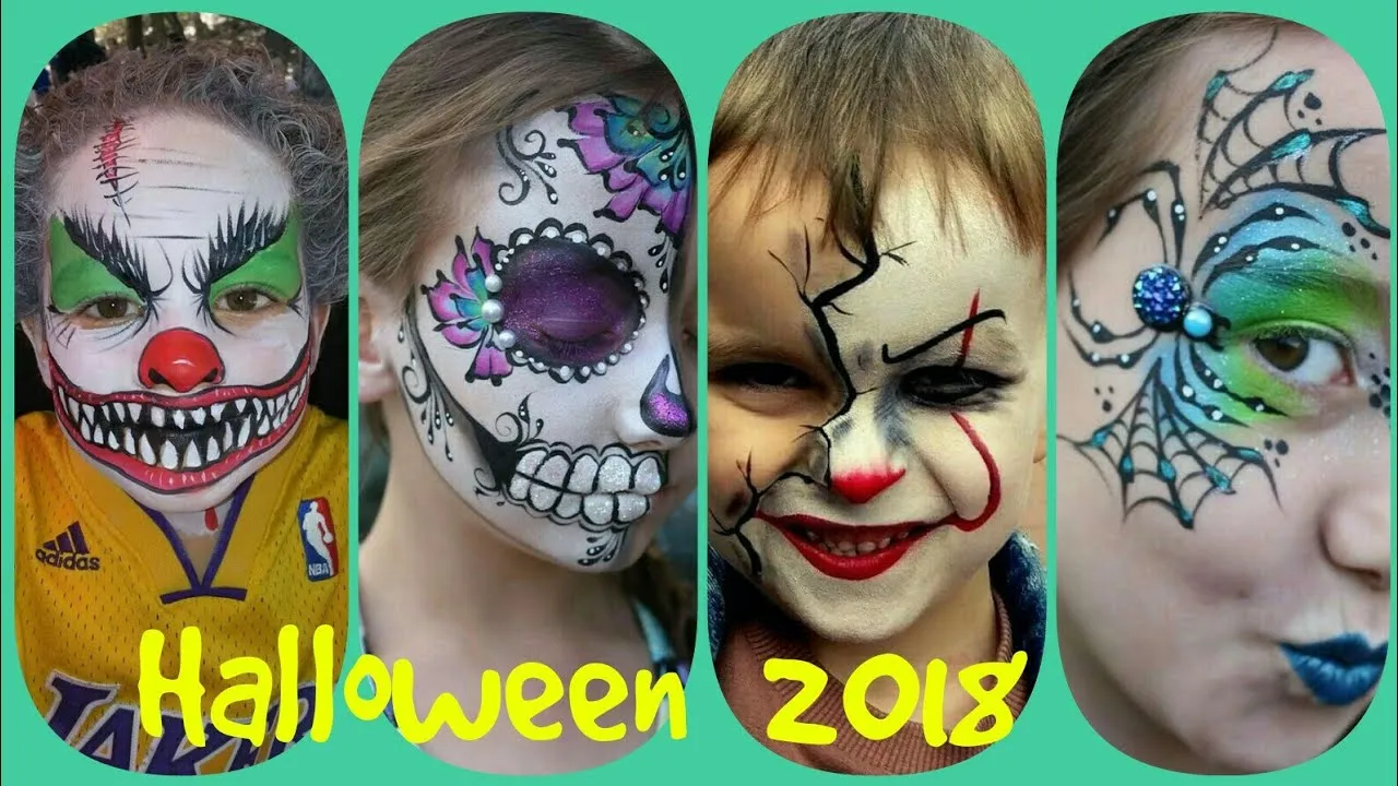 Pinta Cáritas de niños para Halloween 2018 |Makeup childrens on Halloween|maquiagem  infantil - YouTube