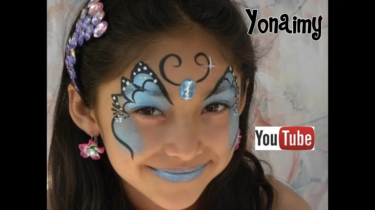 PINTACARITAS DE MARIPOSA AZUL.- FACEPAINTING BLUE BUTTERFLY - YouTube