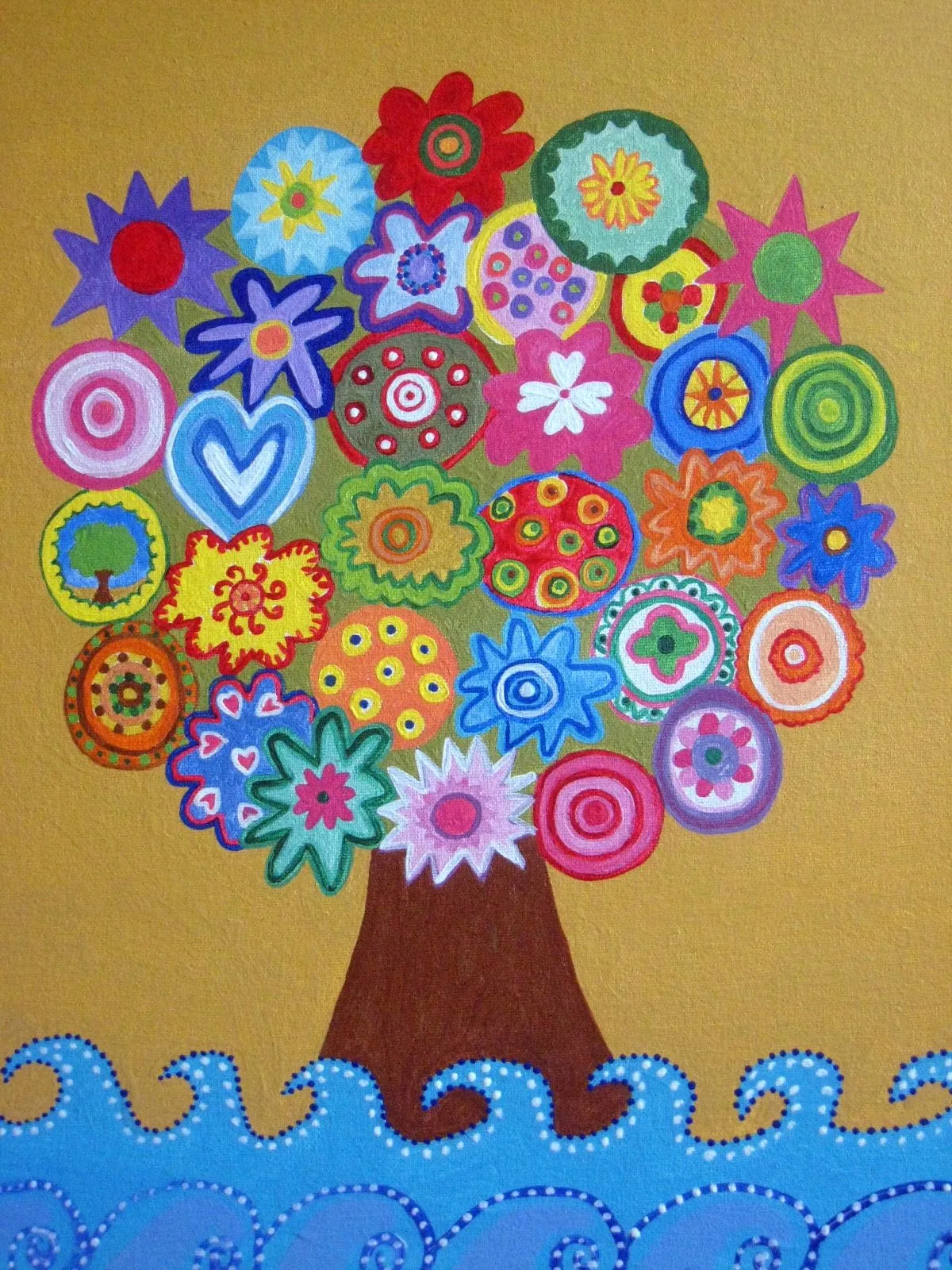 me han gustado los mandalas , por eso he pintado un árbol  lleno de ...