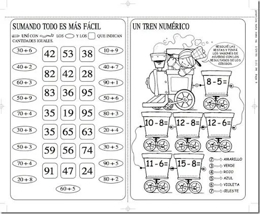 pintar y jugar: Láminas practicando matemáticas