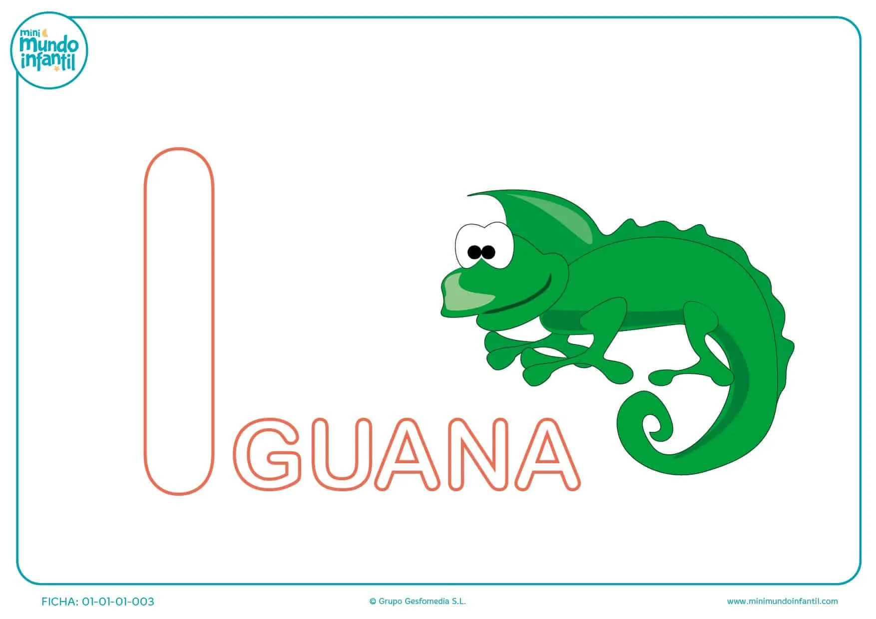 Pintar la letra I de iguana - Mundo Primaria