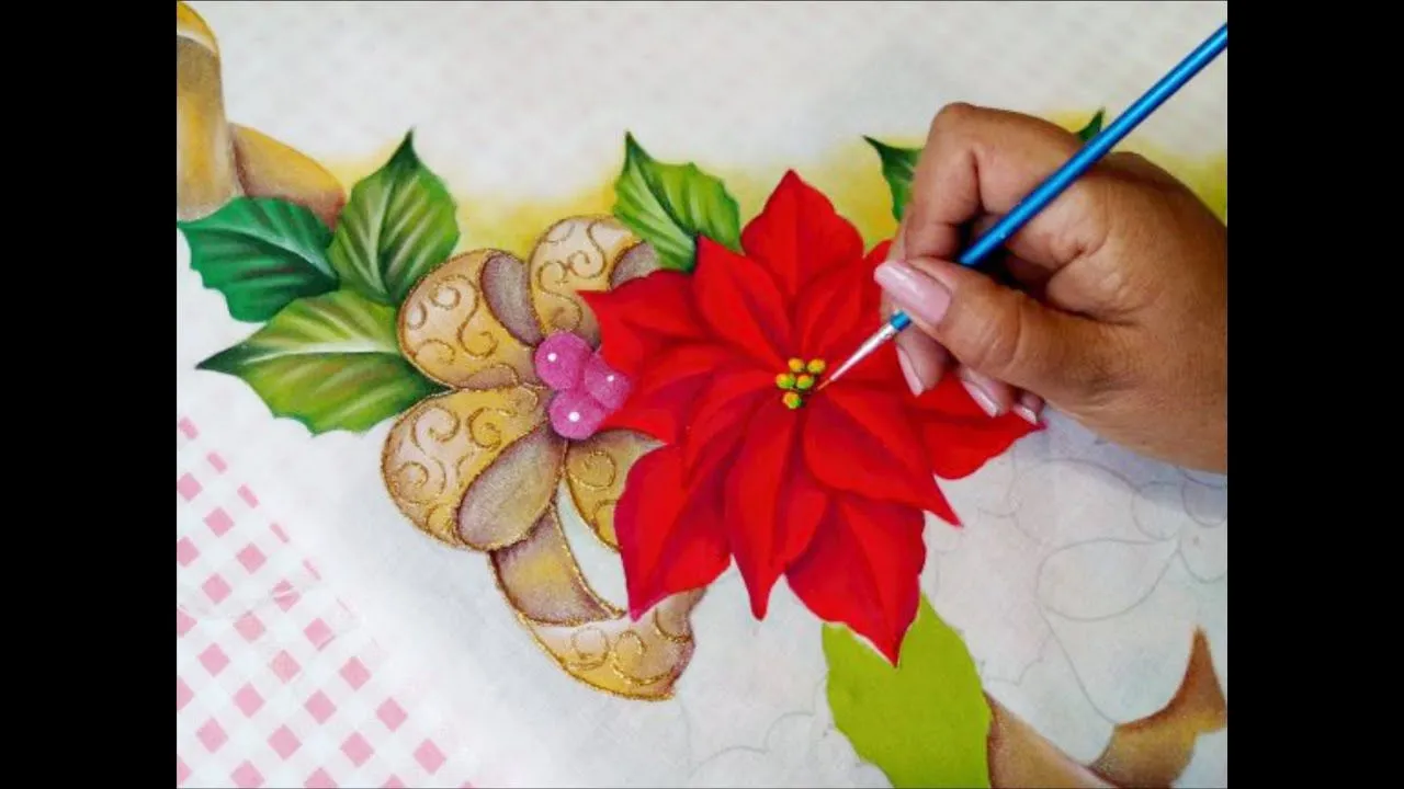 Como Pintar Una Nochebuena / How To Paint Poinsettias / Flor De Natal Em Tecido - YouTube
