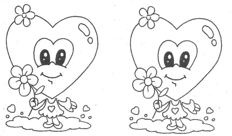 Pinto Dibujos: Corazones con carita para colorear