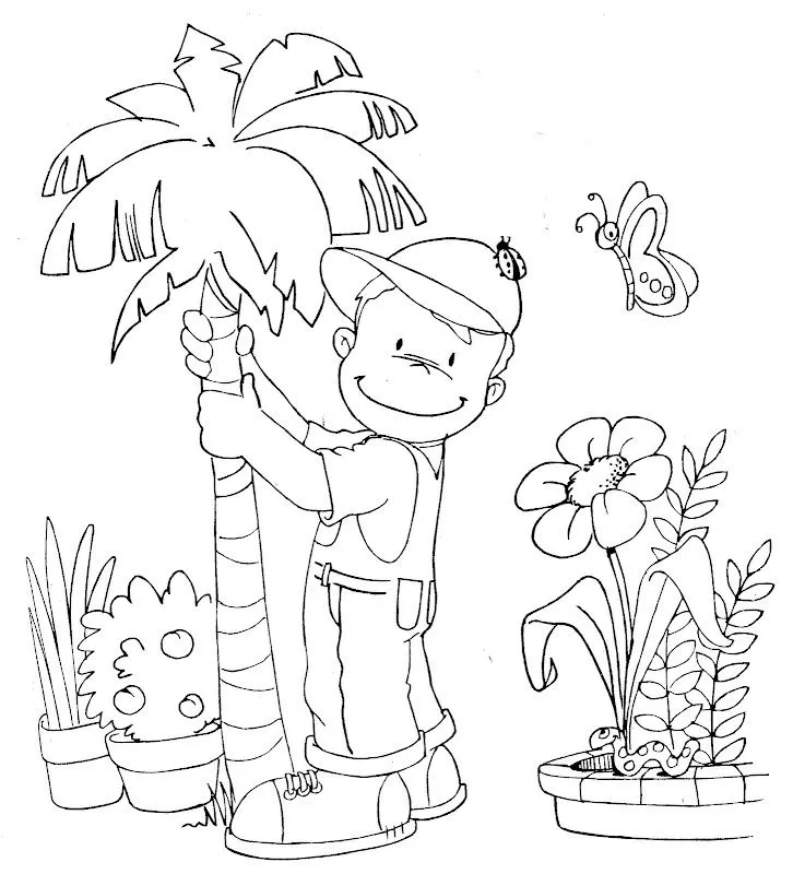 Pinto Dibujos: Cuidando plantas para colorear