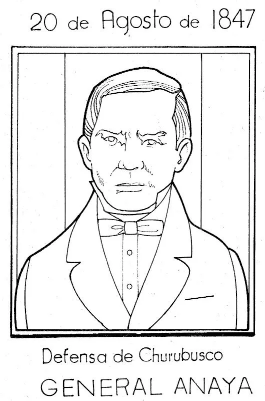 Pinto Dibujos: Defensa de Churubusco – General Anaya para colorear