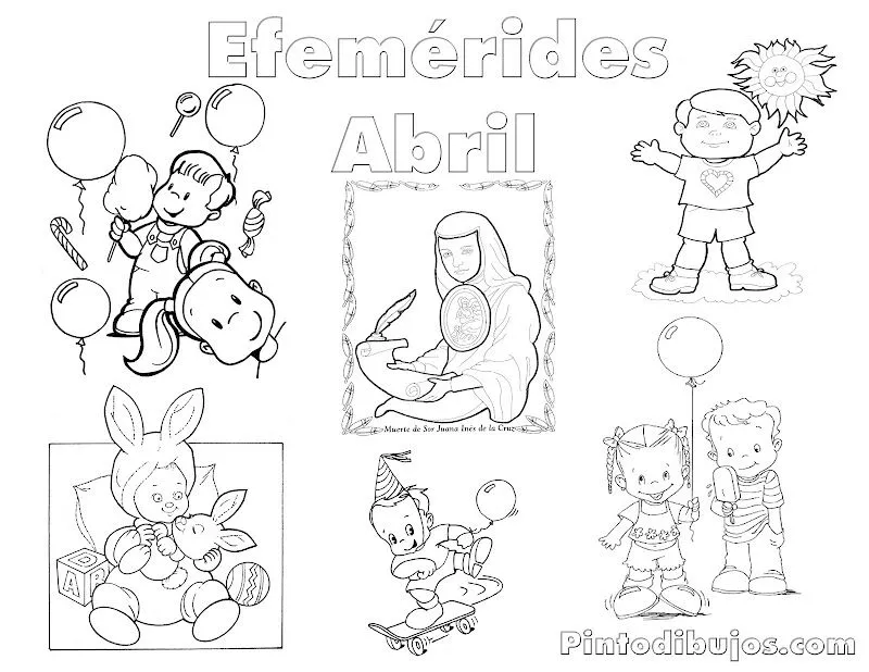 Pinto Dibujos: Efemérides Abril para colorear