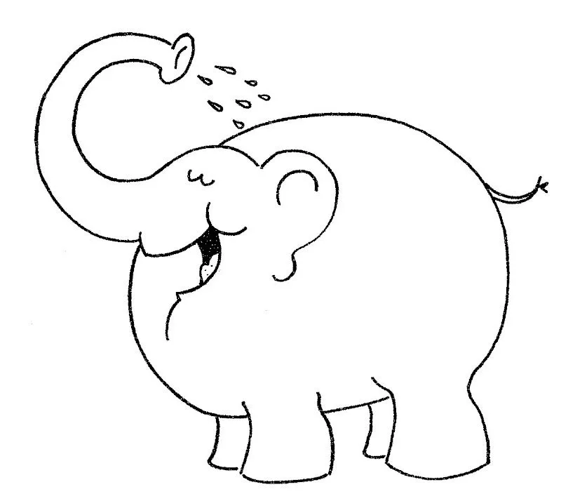 Pinto Dibujos: Elefante bañándose para colorear