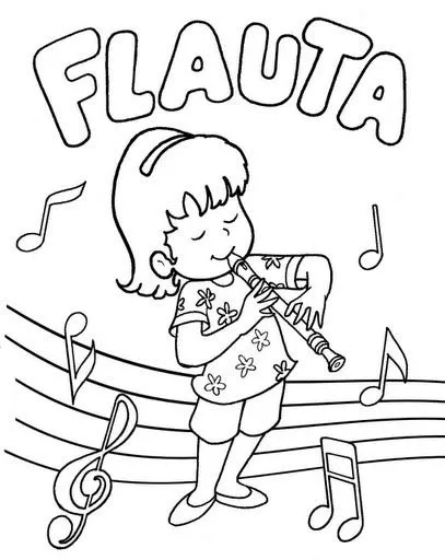 Pinto Dibujos: Flauta para colorear