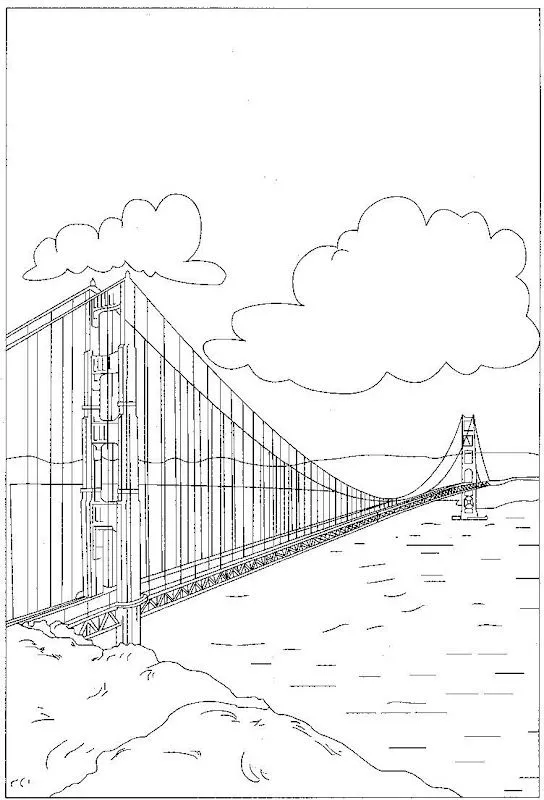 Pinto Dibujos: Golden Gate puente de San Francisco para colorear
