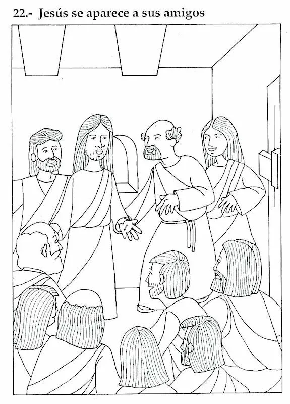 Pinto Dibujos: Jesús se aparece ante sus amigos – Dibujo para colorear